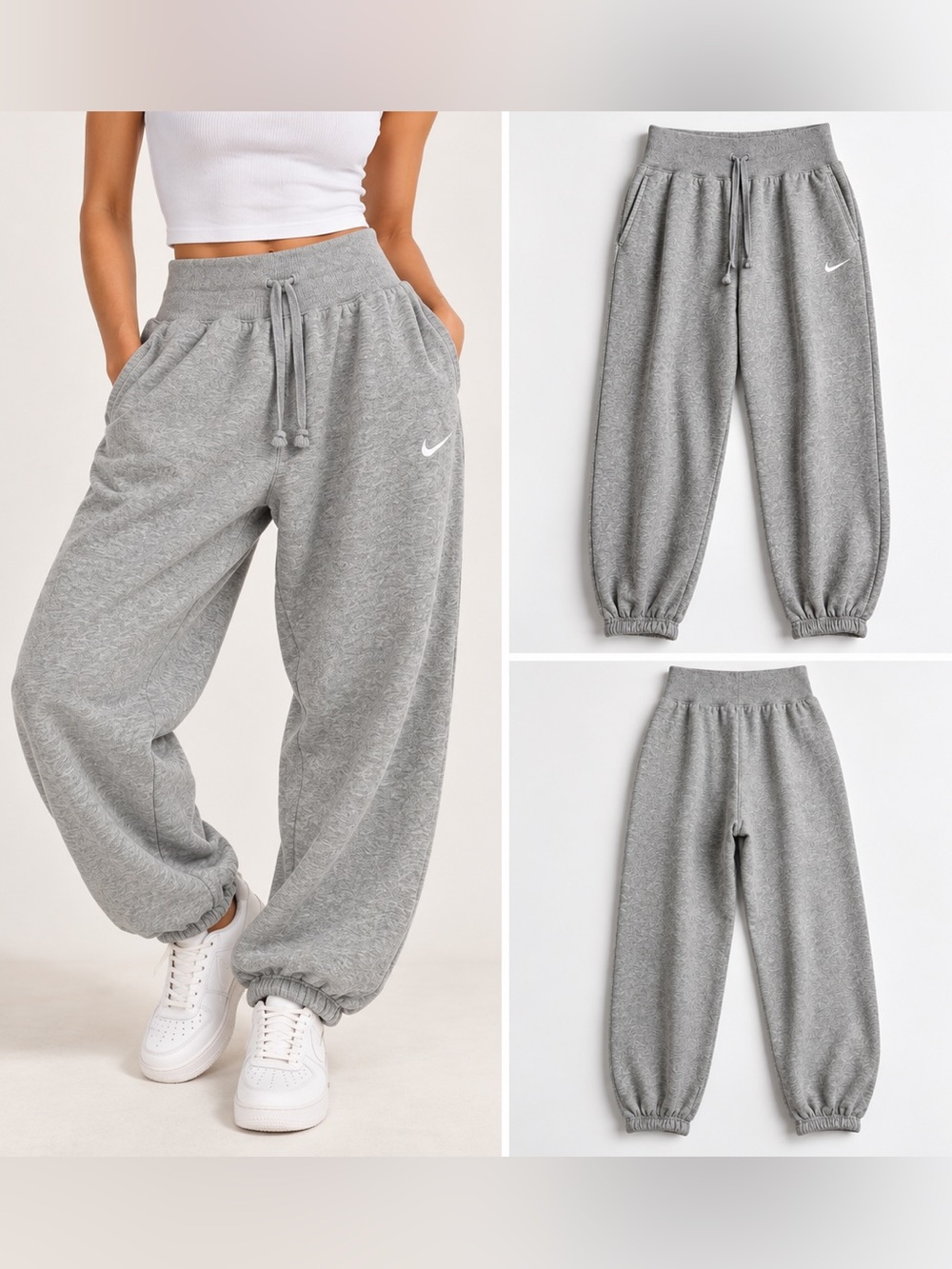 Nike Phoenix Fleece High Waisted Oversized Joggers Gray Women’s L